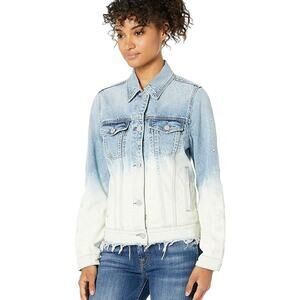 BlankNYC Denim Jacket Blue Jean White Low Rider Dipped White Distressed NWT